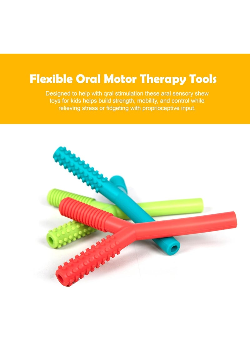 abley's Silicone Sensory Chew Tube, Y-Shaped Design, Multiple Textured Surfaces, Non-Toxic (Blue) - Image 5